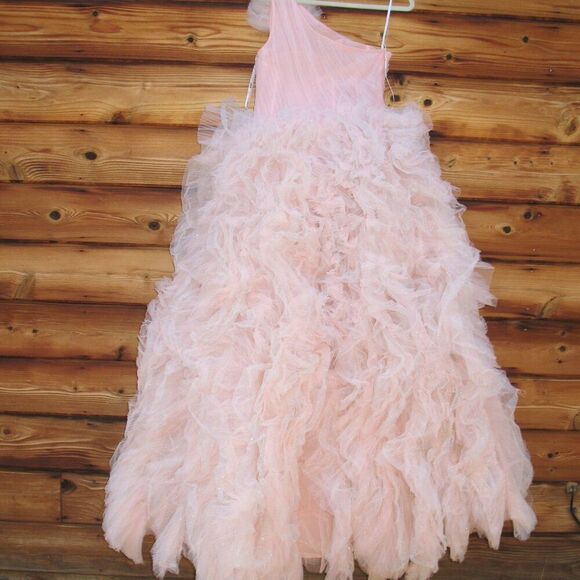 MAC DUGGAL 20576 Womens Pink One Shoulder Glitter Tulle Gown Dress - Picture 13 of 15